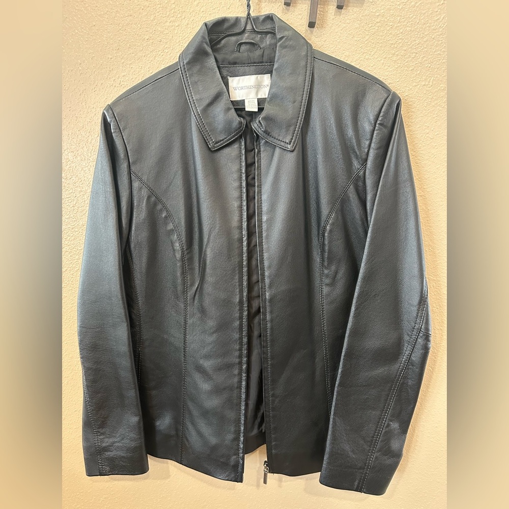 Worthington Black Genuine Leather Jacket